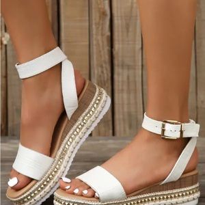 Ankle strap Espadrilles platform Wedge Sandals Size 10
